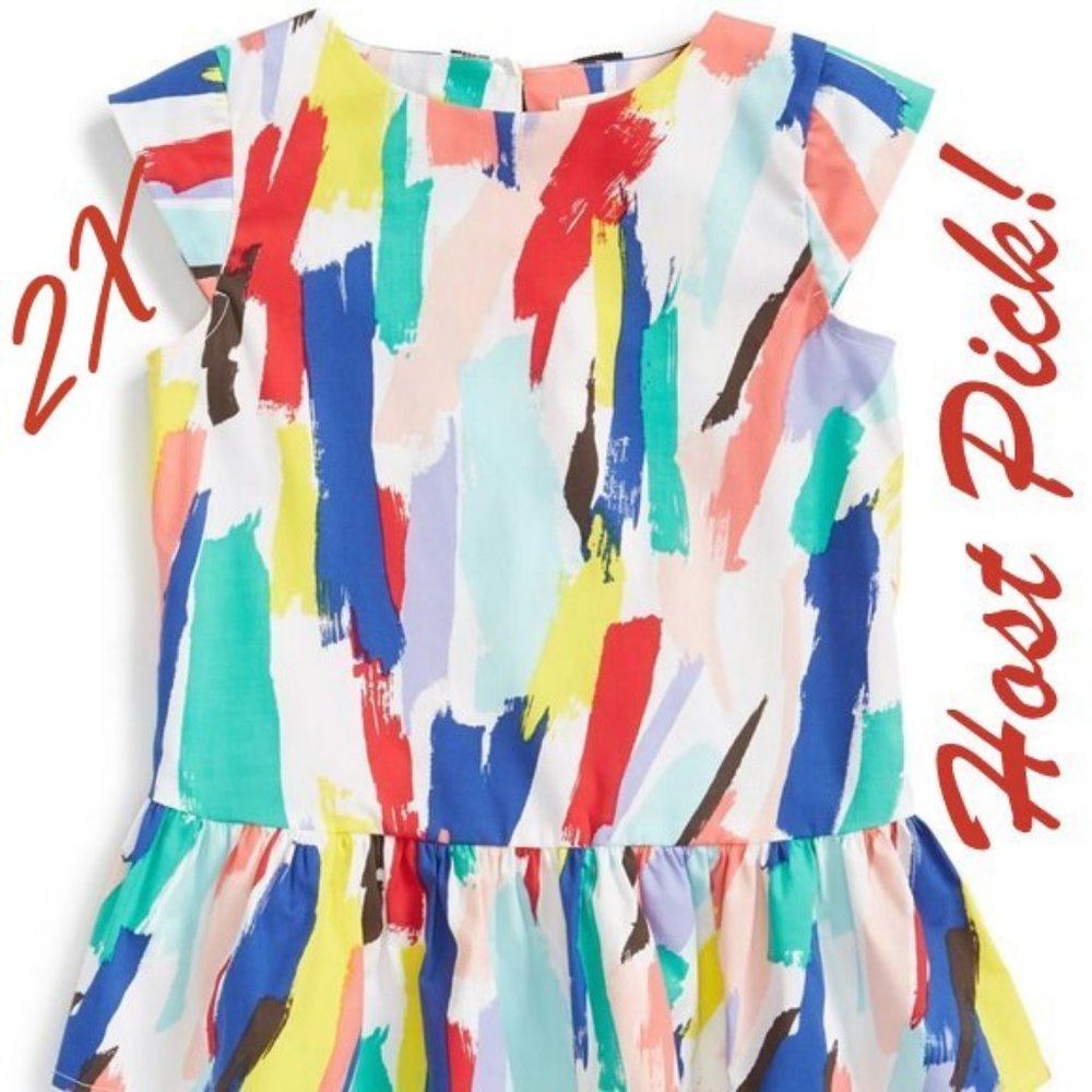 kate spade ♠️ NEW brush stroke peplum top blouse cotton fancy GIRLS XL 🎉HP🎉 - Picture 2 of 12